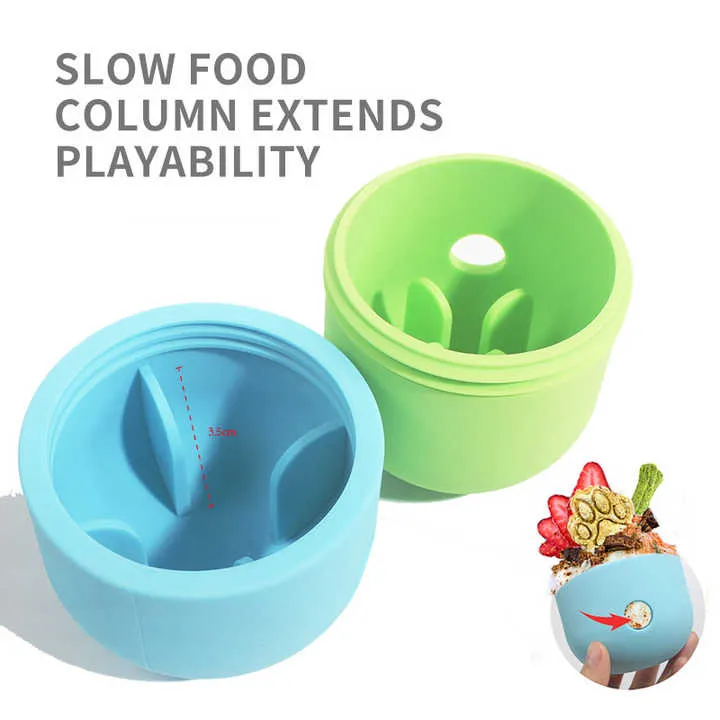2 Pcs Light Green & Green Interactive Pet Treat Dispensing Ball | Food-Grade Silicone Rolling Toy for Dogs | 1.5 cm Leakage Hole