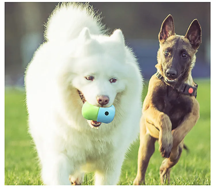 2 Pcs Light Green & Green Interactive Pet Treat Dispensing Ball | Food-Grade Silicone Rolling Toy for Dogs | 1.5 cm Leakage Hole