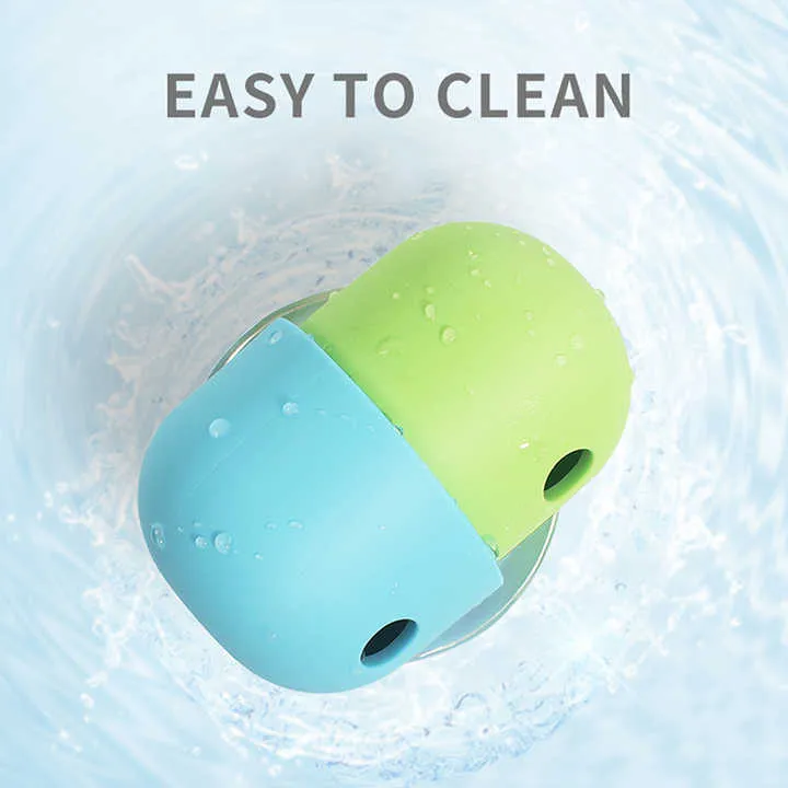 2 Pcs Light Green & Green Interactive Pet Treat Dispensing Ball | Food-Grade Silicone Rolling Toy for Dogs | 1.5 cm Leakage Hole