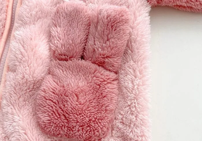 Animal Ear Winter Plush Baby Romper