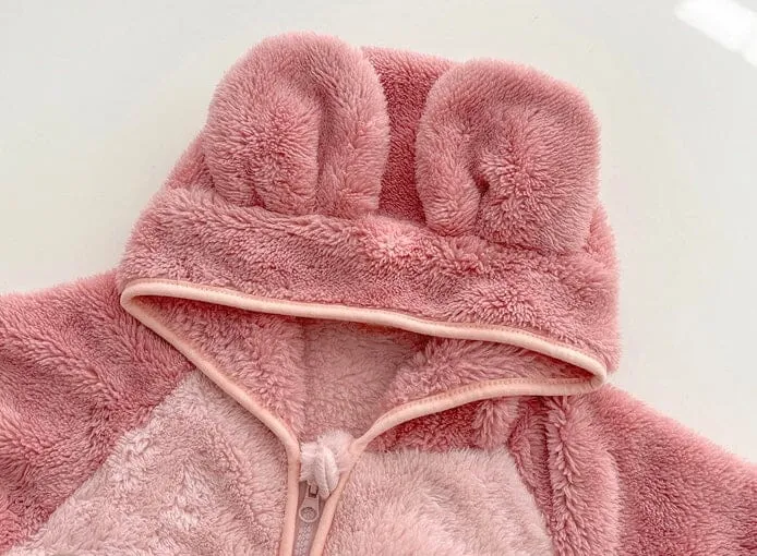 Animal Ear Winter Plush Baby Romper