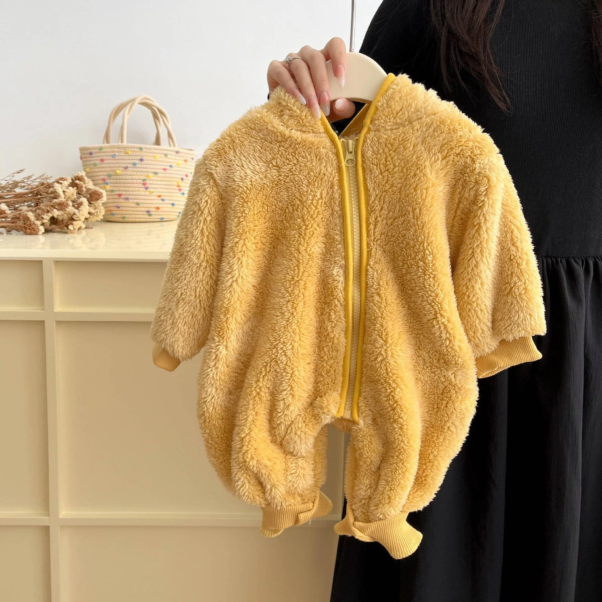 Animal Ear Winter Plush Baby Romper