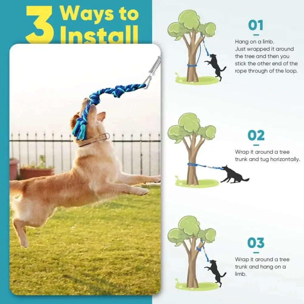 Durable Muscle Builder Exercise Spring Pole Tree Tug Dog Toy Reduce Boredom